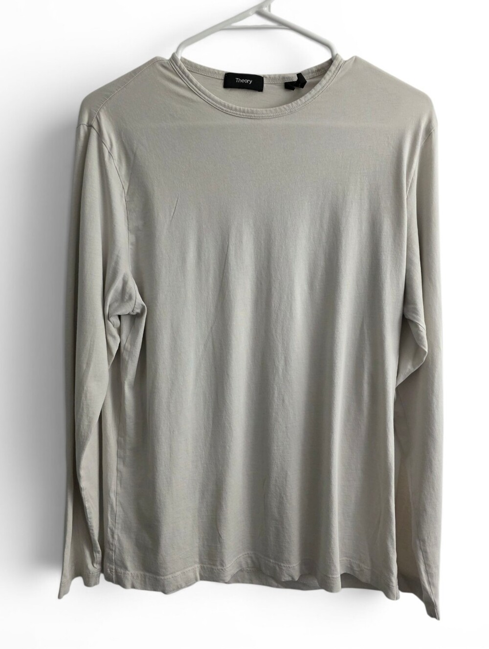 Theory Cotton Long Sleeve Staple Basic Shirt Gray Layer Pullover Medium Mens